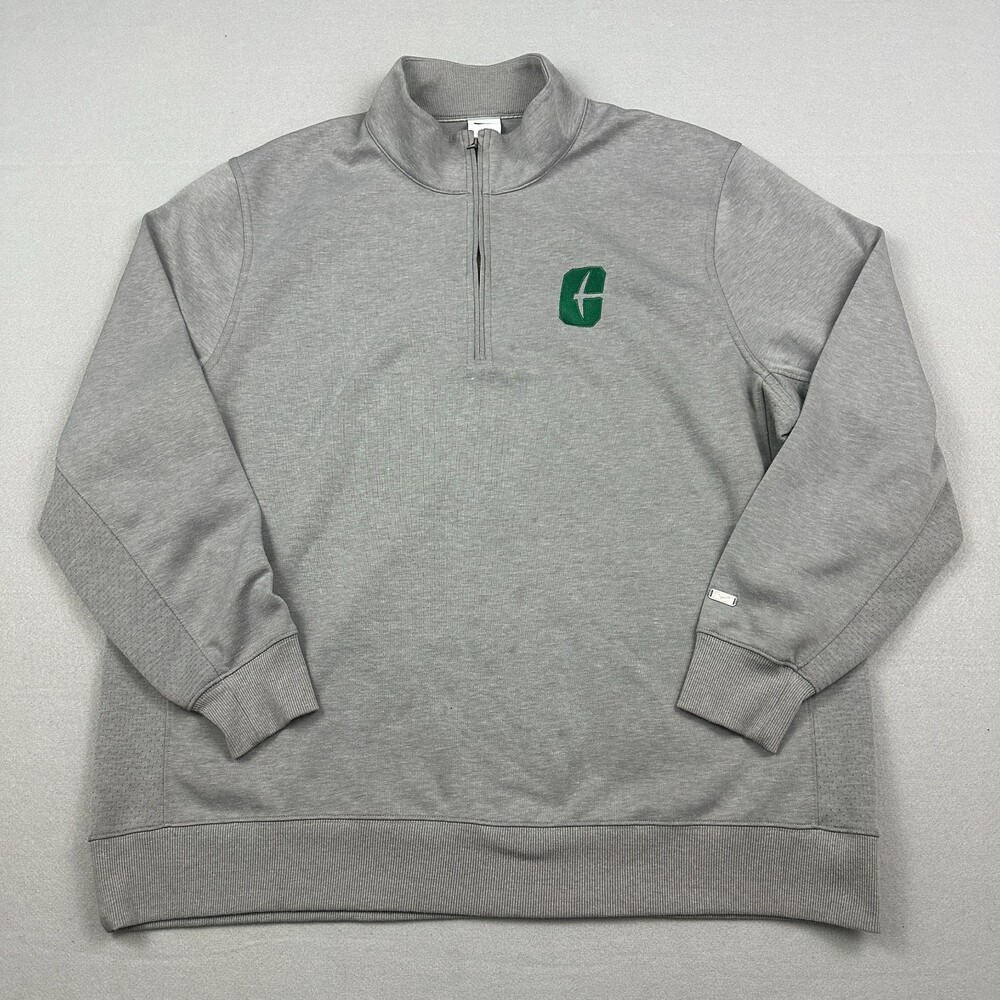 UNC Charlotte 49ers Sweater Men 2XL Gray Nike Dri Fit 1/4 Zip Basketball NCAA *